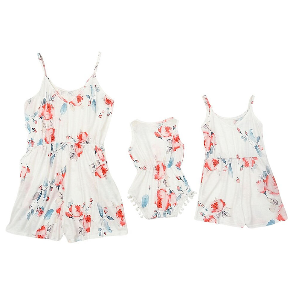 Thumbnail: Baywell Summer Family Matching Outfits Mother-daughter Flower Printed Jumpsuit