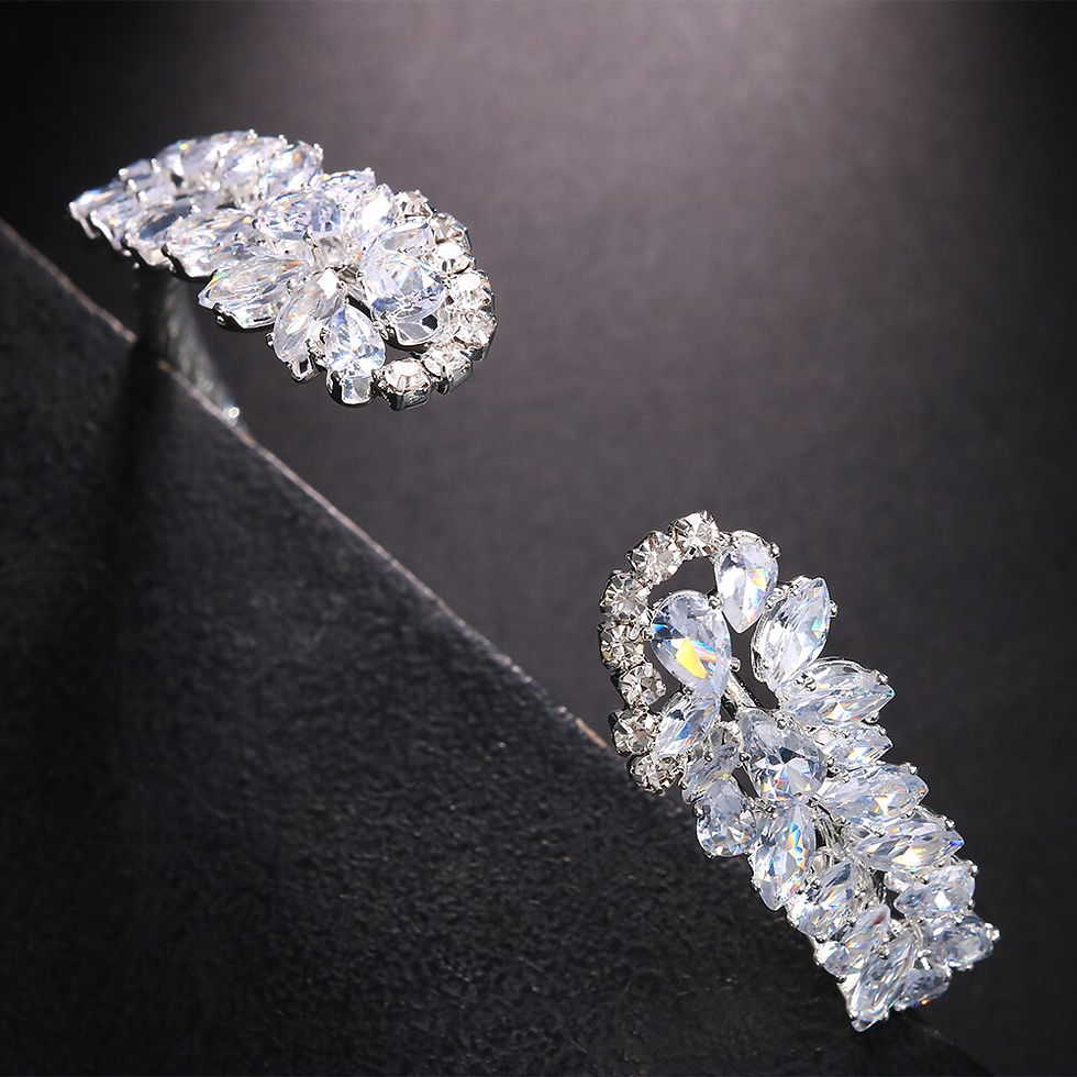 Thumbnail: Stonefans Luxury Zircon Leaf Bracelets Bangle Weeding for Women Fashion