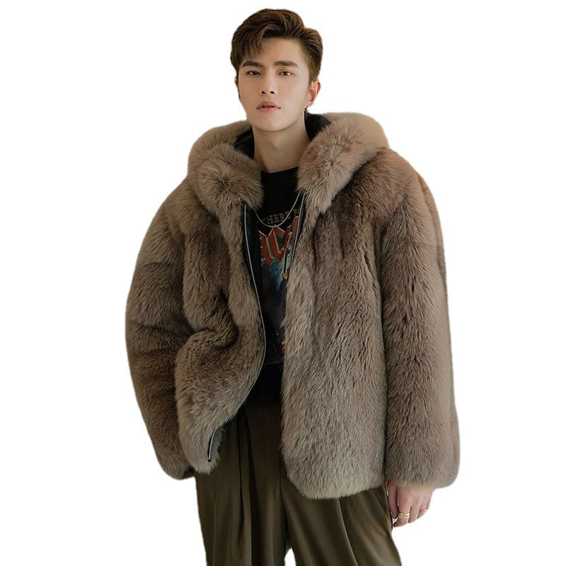 Thumbnail: Men's Trendy Faux Fox Fur Coat