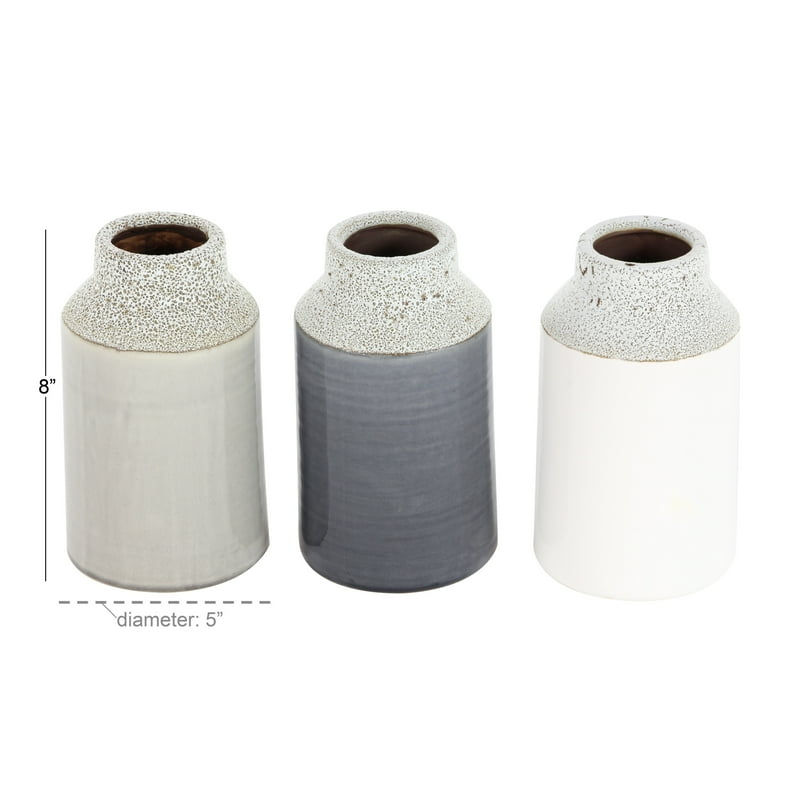 תמונה ממוזערת: Earthy, Coastal ,Minimalist, Neutral Vase Set of 3 5"W, 8"H, Matte and Textured