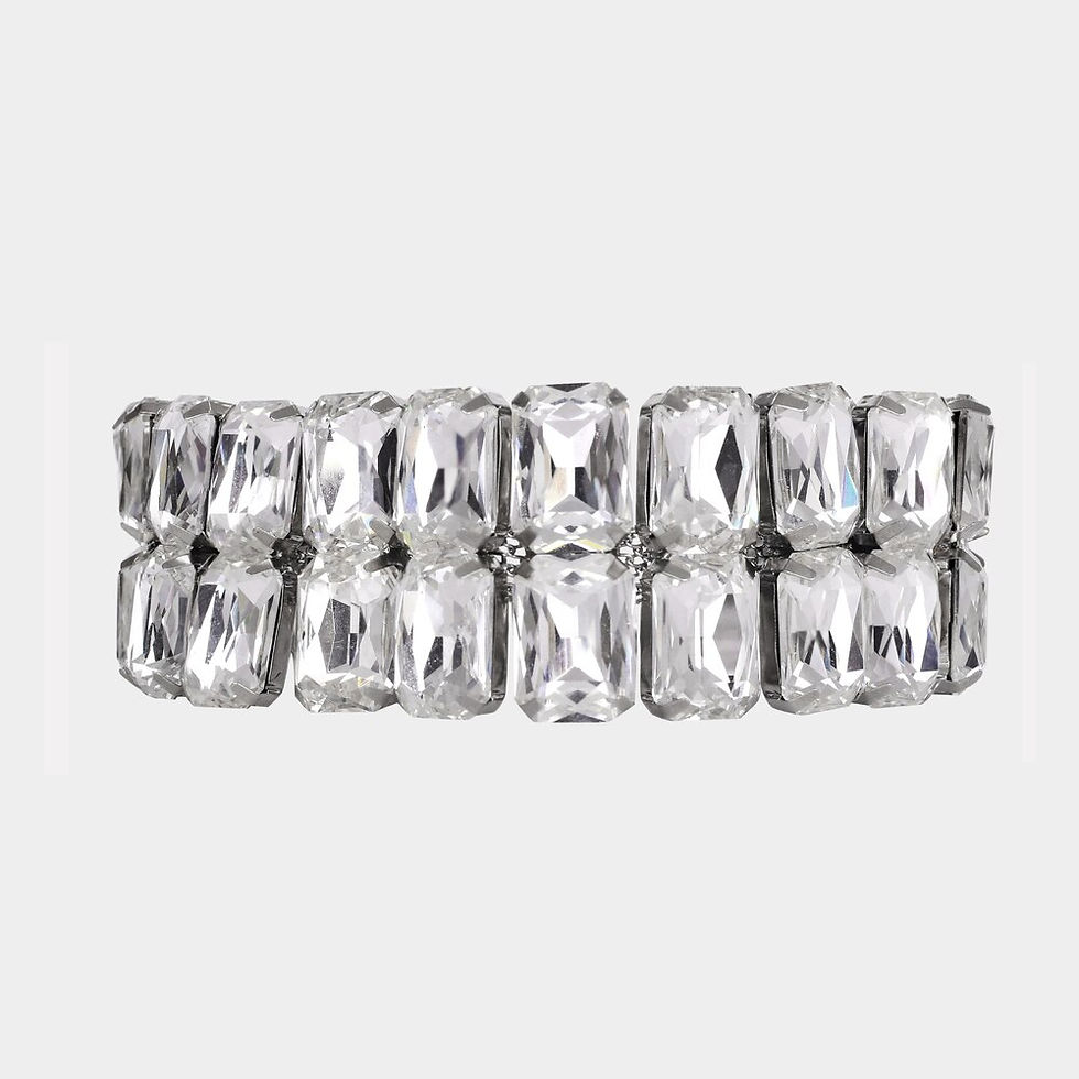 Thumbnail: Stonefans Double Row Square Crystal Choker Necklace Statement Jewelry
