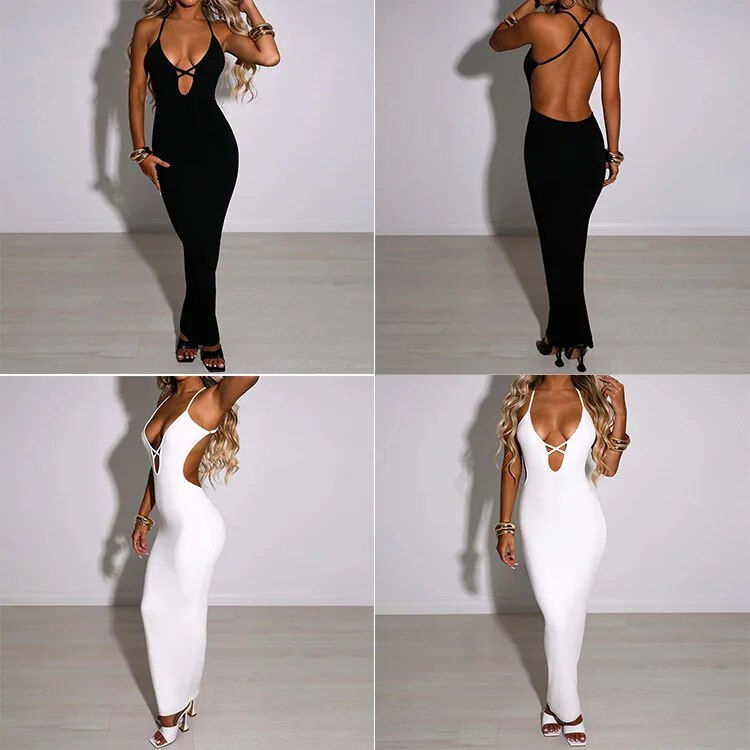 Thumbnail: Summer Party club backless Bodycon Dress Lace up Sleeveless Hip Wrap Dress New