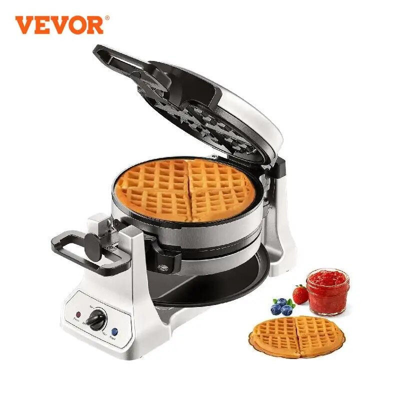 Thumbnail: VEVOR 2-Layer Waffle Maker 1400W Round Waffle Iron Non-Stick Waffle Baker Machi