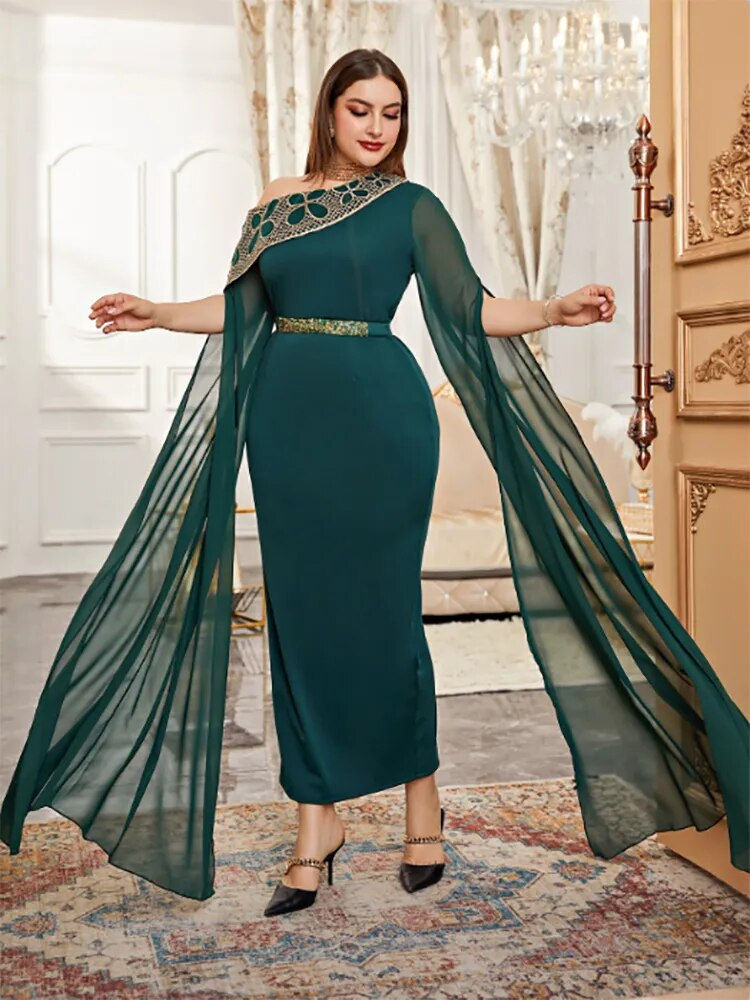 Thumbnail: Toleen Women Elegant Plus Size Maxi Dresses 2022 Spring Green Bodycon Evening P