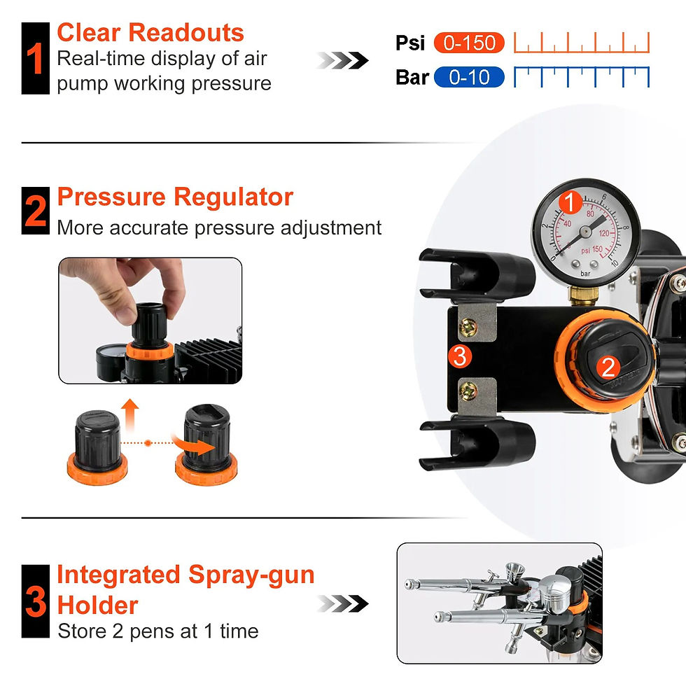 Imej kecil: VEVOR Professional Dual-Action Airbrush Kit 120W Electric Spray Gun Air Brush P