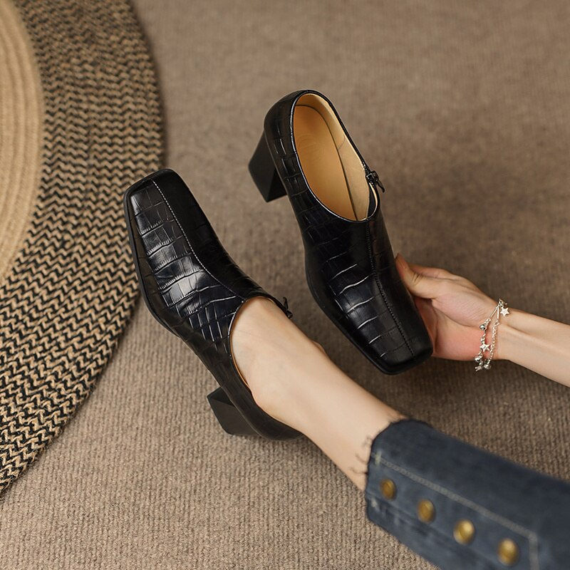 Thumbnail: spring women pumps natural leather 22-24.5cm length cowhide+pigskin full leathe
