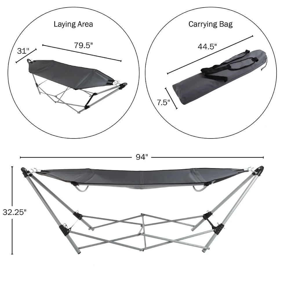 Thumbnail: 216455OAN Hammock with Collapsible Aluminum Frame,Durable and Strong,22 Lb, 94.