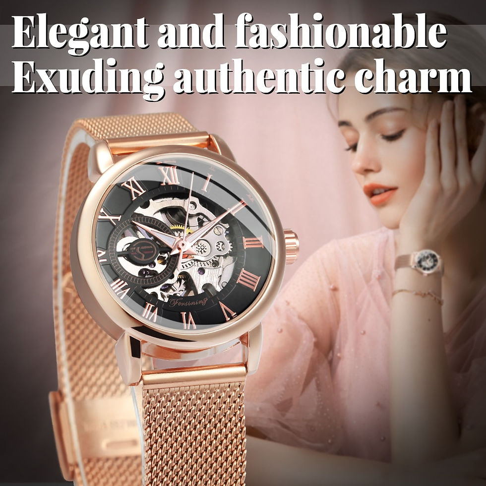 Thumbnail: Forsining Rose Gold Skeleton Mechanical Watch for Women Fashion Luminous Hands