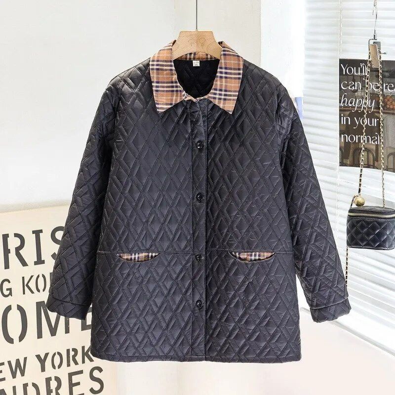 Thumbnail: Quilted Jacket Autumn Winter Warm Long-sleeved Jacket Parkas Cotton-padded Tops