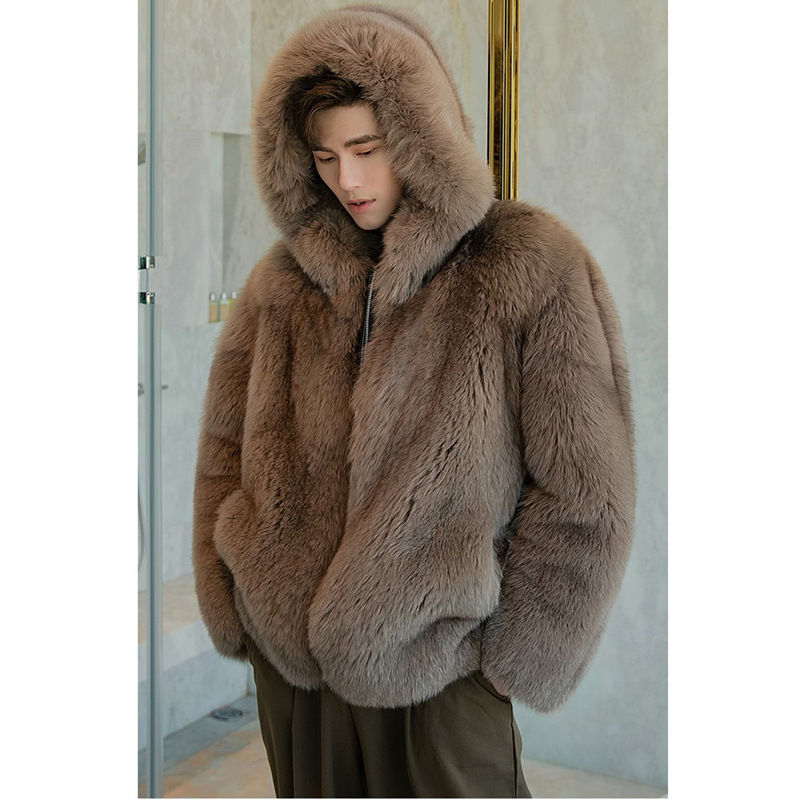 Thumbnail: Men's Trendy Faux Fox Fur Coat