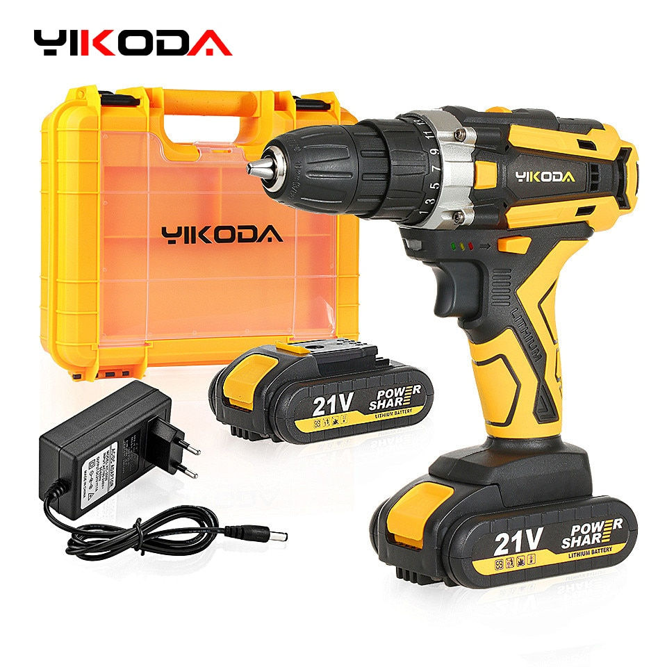 Thumbnail: YIKODA 12/16.8/21V Cordless Drill Rechargeable Electric Screwdriver Lithium Bat