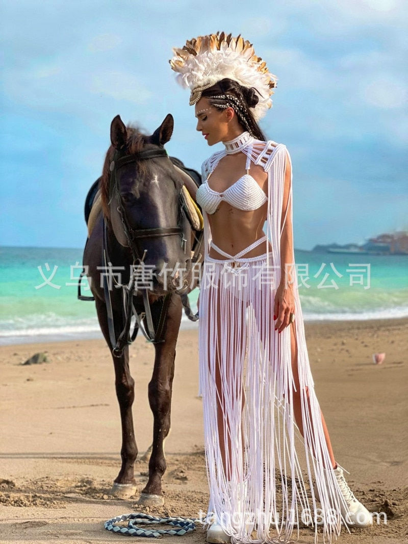 Thumbnail: Hand Crochet Knitted Women Vintage Cover Ups Summer Holiday Beach Wear Bathing