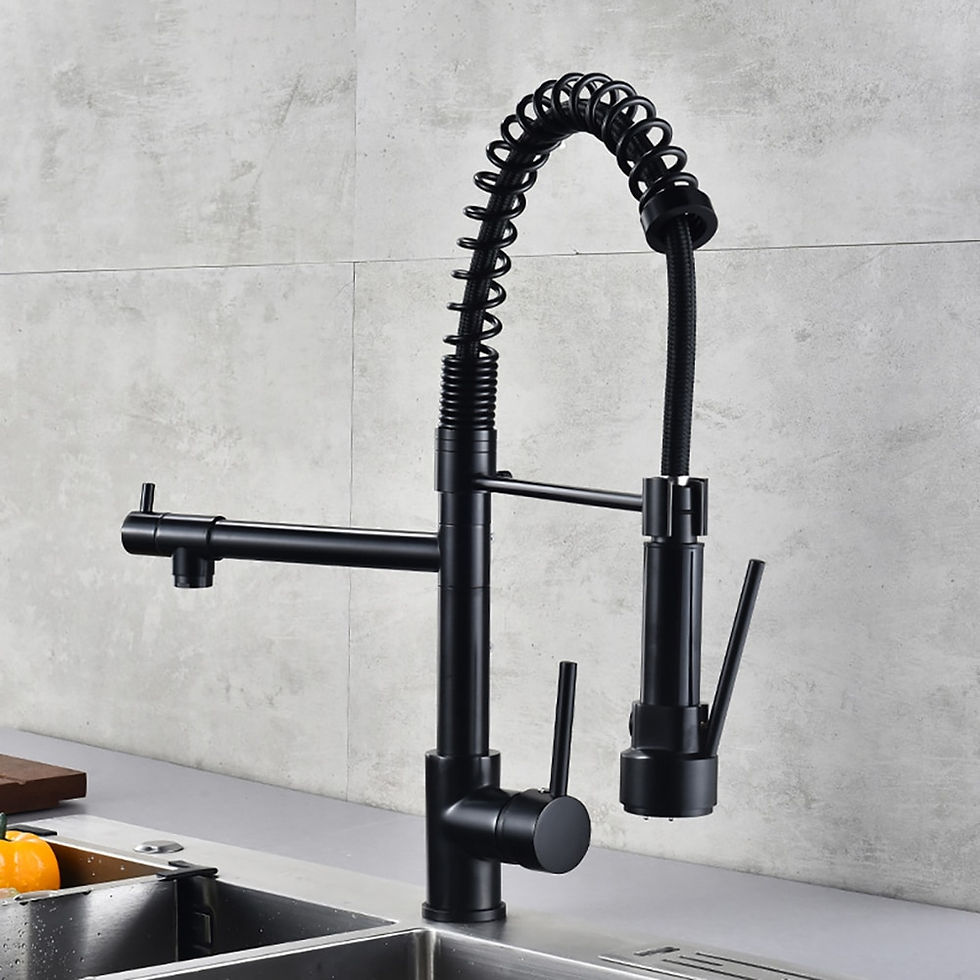 Thumbnail: DQOK Black Brushed Spring Pull Down Kitchen Sink Faucet Hot & Cold Water