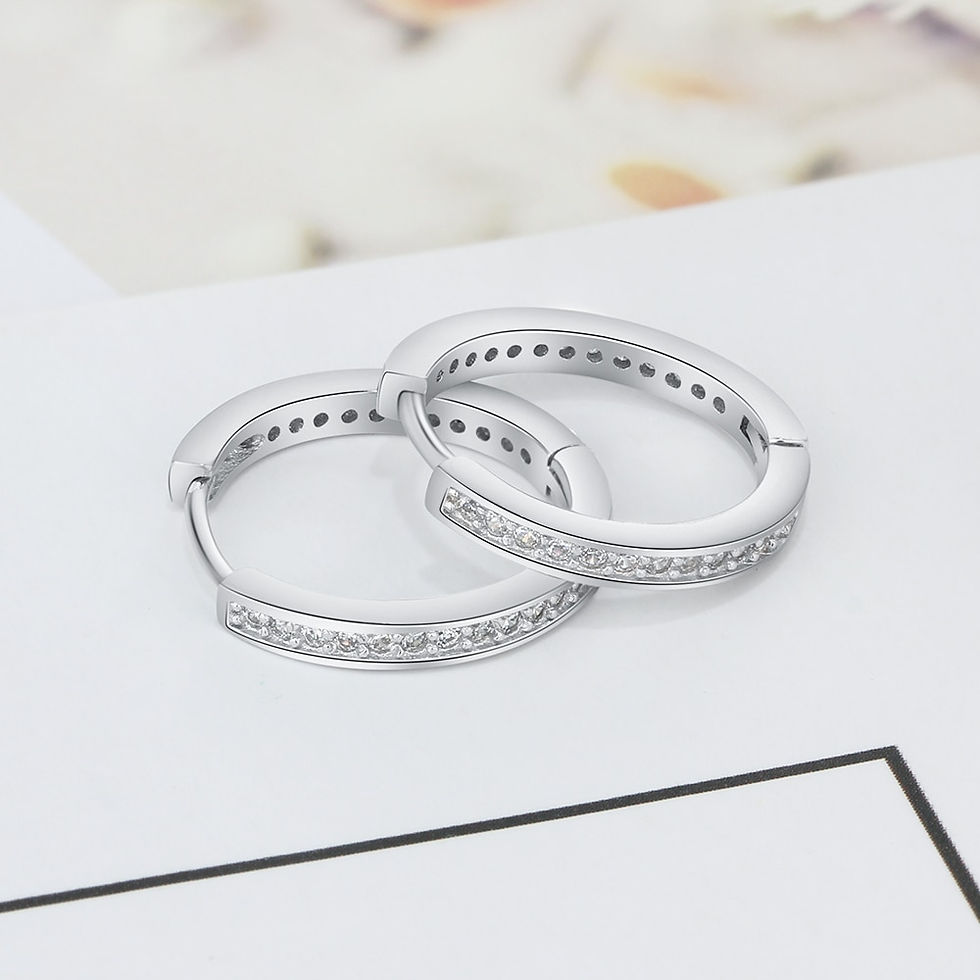 Imej kecil: 925 Sterling Silver Round Hoop Earrings for Women Classic Style Cubic Zirconia
