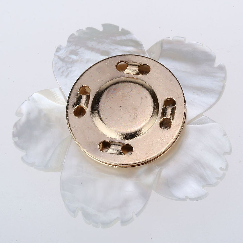 Thumbnail: Yacq Womens Freshwater Pearl Cubic Zirconia CZ White Shell Flower Magnetic Broo