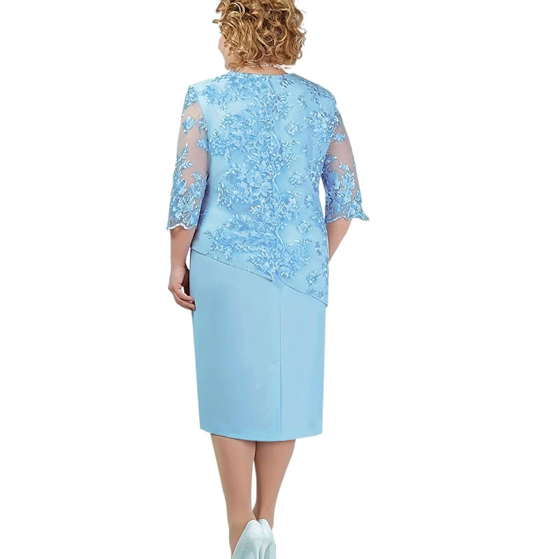 Miniaturebillede: Women's Plus Size Dresses Lace 3/4 Sleeves Evening Gown Party Cocktail Dress Cr