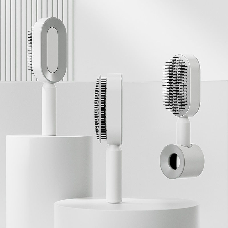 Miniaturebillede: Self-Cleaning Hairbrush for Women One-key Cleaning Hair Loss Airbag Massage