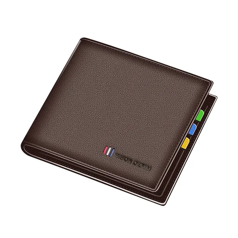 Sličica: BISON DENIM Genuine Leather Men Wallets Brand Luxury RFID Bifold Wallet Zipper