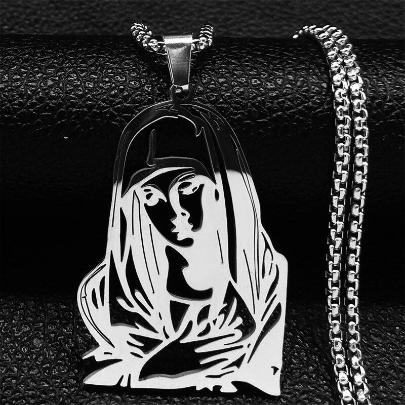 Thumbnail: Jesus Cross Stainless Steel Pendant Necklace Gold Color Women/Men Religious