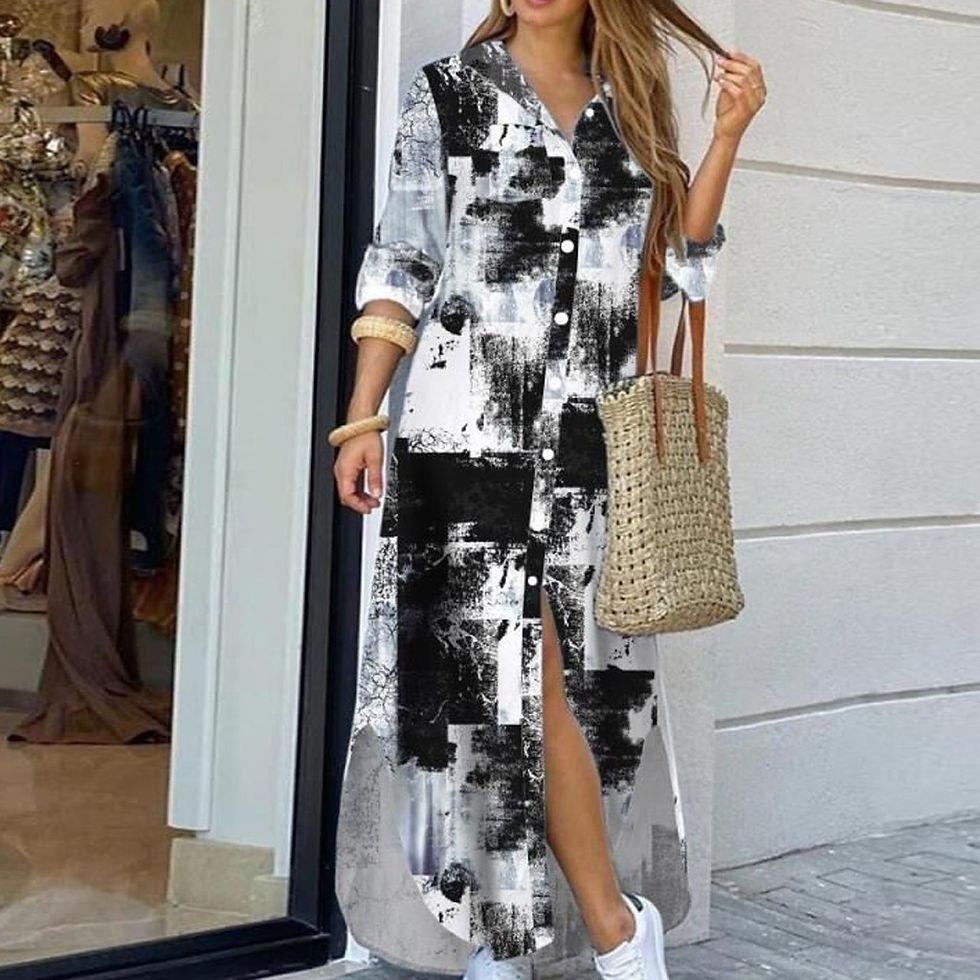 Thumbnail: Autumn Shirt Dresses for Women 2023 Spring Long Sleeve Turn Down Collar Long Ma