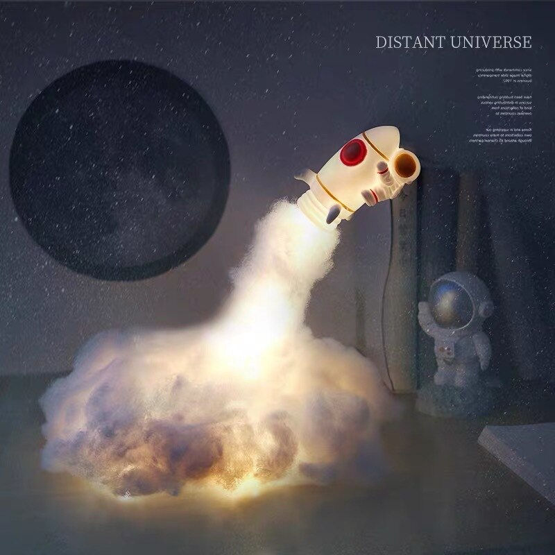 Thumbnail: DIY Creative Rocket Light LED Colorful Clouds Astronaut Lamp USB Night Light De