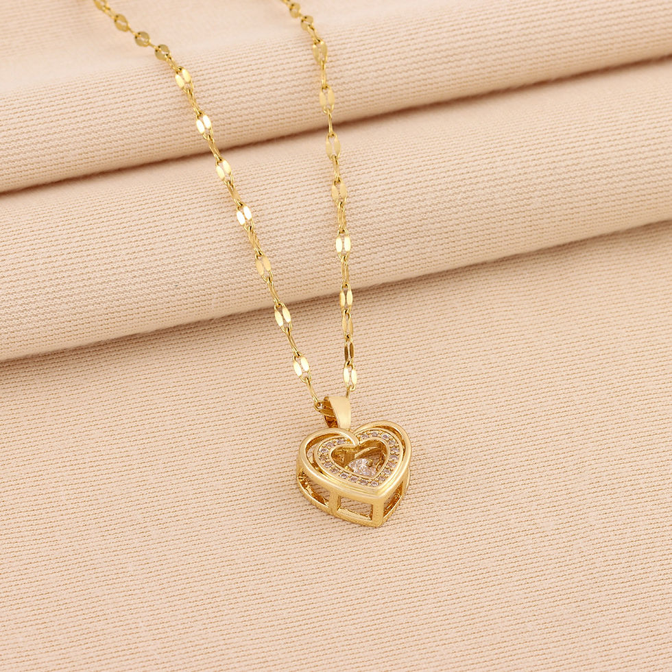 Thumbnail: Double-layer Smart Love Pendant Titanium Steel Necklace