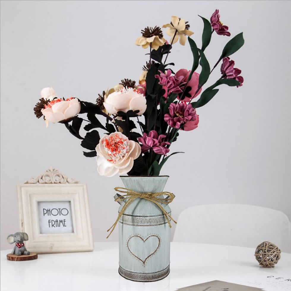 ภาพขนาดย่อ: Vintage Garden Metal Flower Vases Home Wedding Artificial Flowers Bucket Barrel