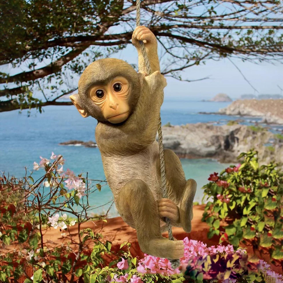 Miniaturbild: Resin Creative Monkey Tree Rope Hanging Climbing Monkey Baby Statue Art Crafts
