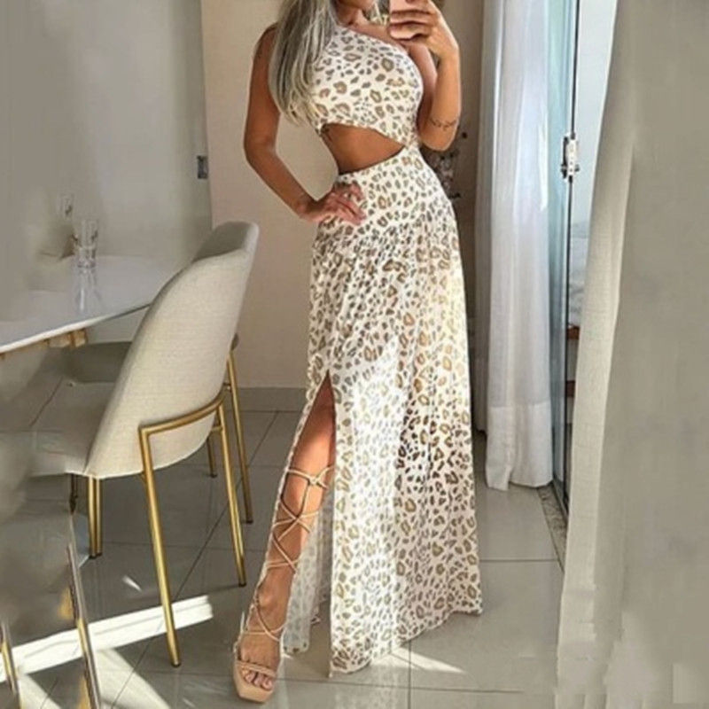 Indexkép: Autumn Women Sleeveless Leopard Print Split Sling Dress