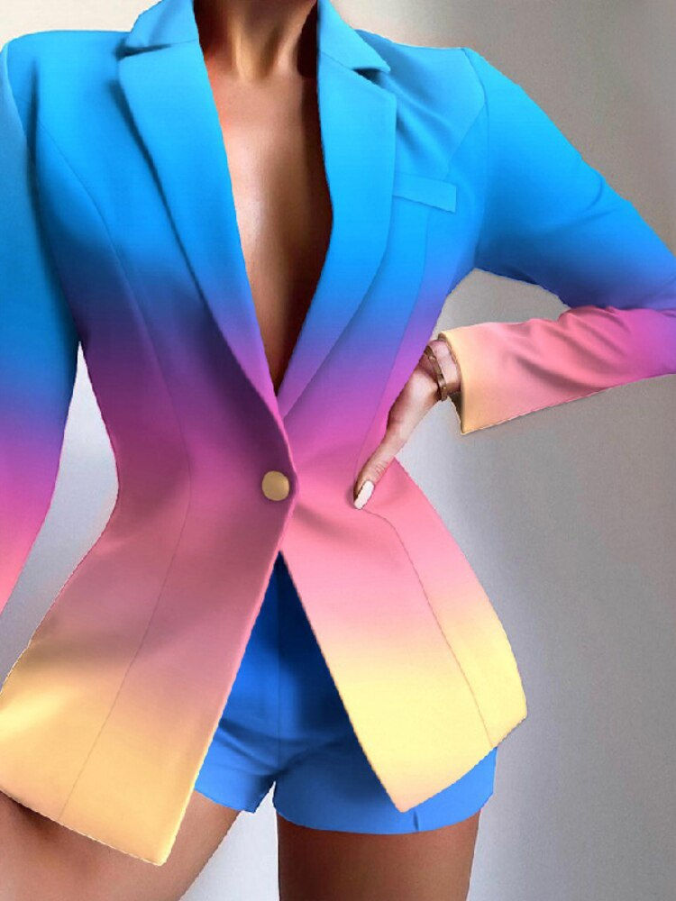 2022 Spring Autumn Women's Suit Temperament Slim Short Pants Two-piece