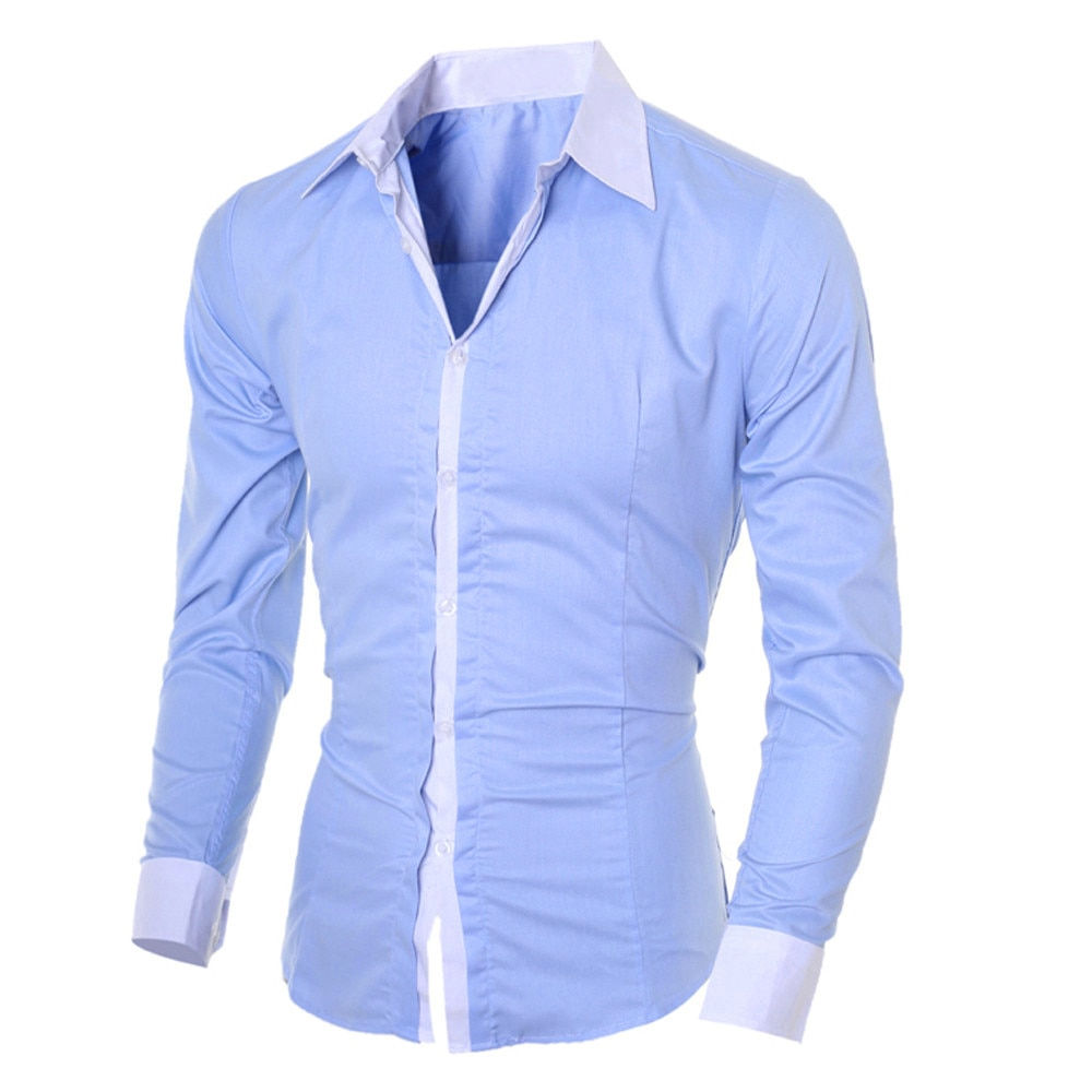 Men's Fashion Business Shirts Personality Men's Casual Slim Long-sleeved