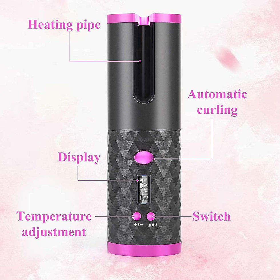 Miniaturebillede: Cordless Automatic Rotating Hair Curler USB Rechargeable Curling Iron LCD