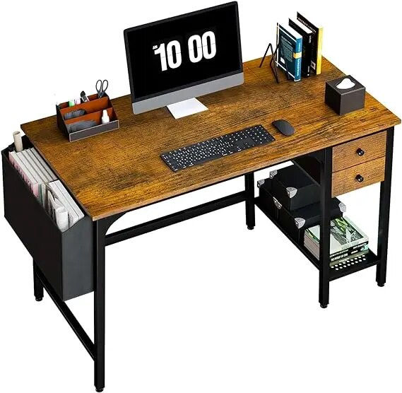 Lufeiya White Small Desk with Drawers - 40 Inch Computer Desk for Small Space H