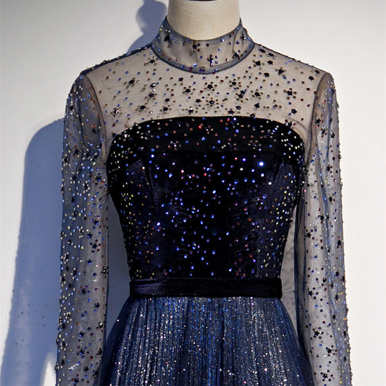 縮圖：New Style High End Celebrity Long Tail Starry Sky Dress