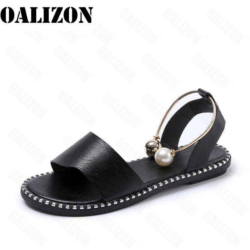 תמונה ממוזערת: 2023 New Summer Women Beaded Pearly Sandals Slippers Shoes Ladies Flats Sandals