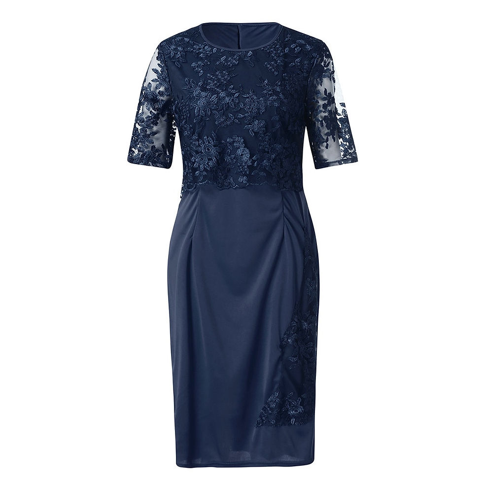 Thumbnail: Women'S Plus Size Midi Dress Embroidery Fashion Lace Elegant Female Knee Length