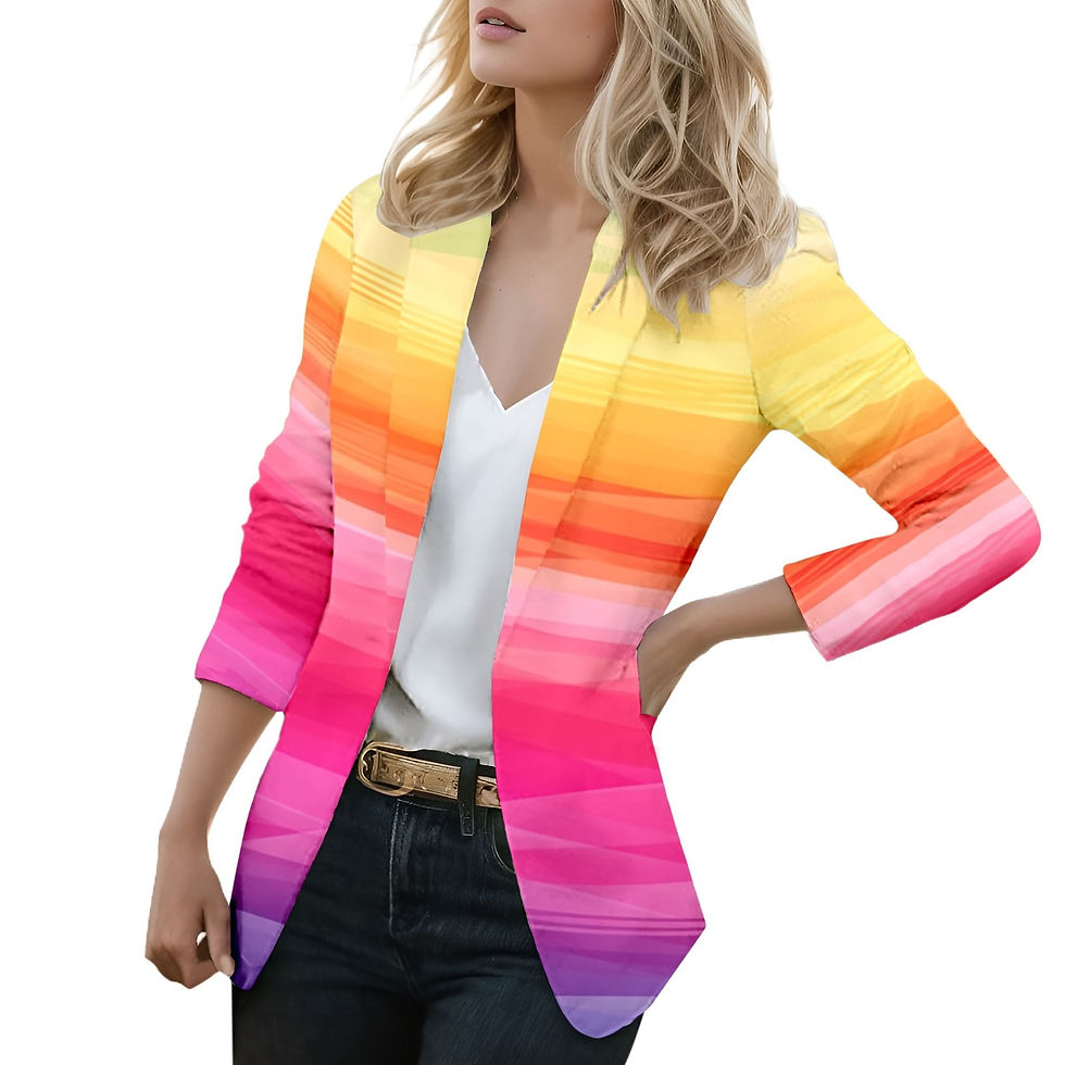 Miniatura: Women Casual Long Sleeve Printed Fitted Pocket Fashion Suit Jacket Fuzzy Sweate