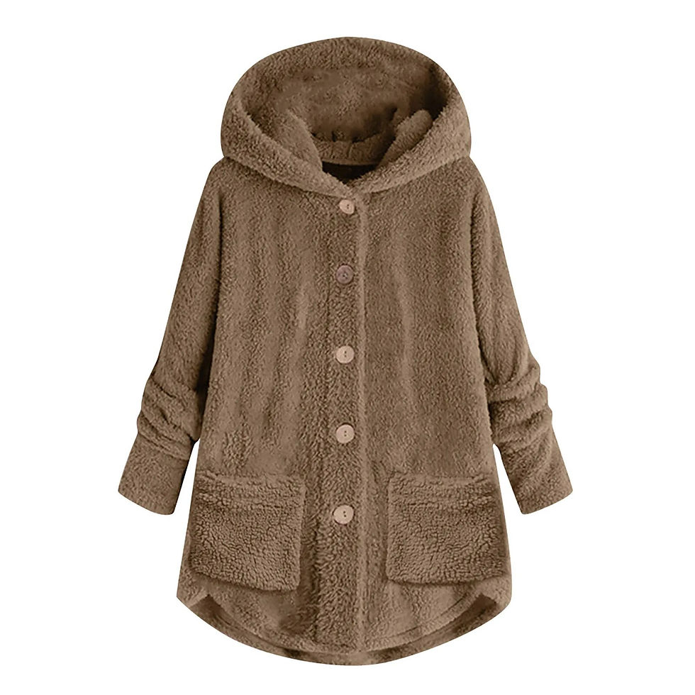 Thumbnail: Plus Size Women Fashion Plush Pocket Winter Pacthwork Long Sleeve Keep Cat Ears