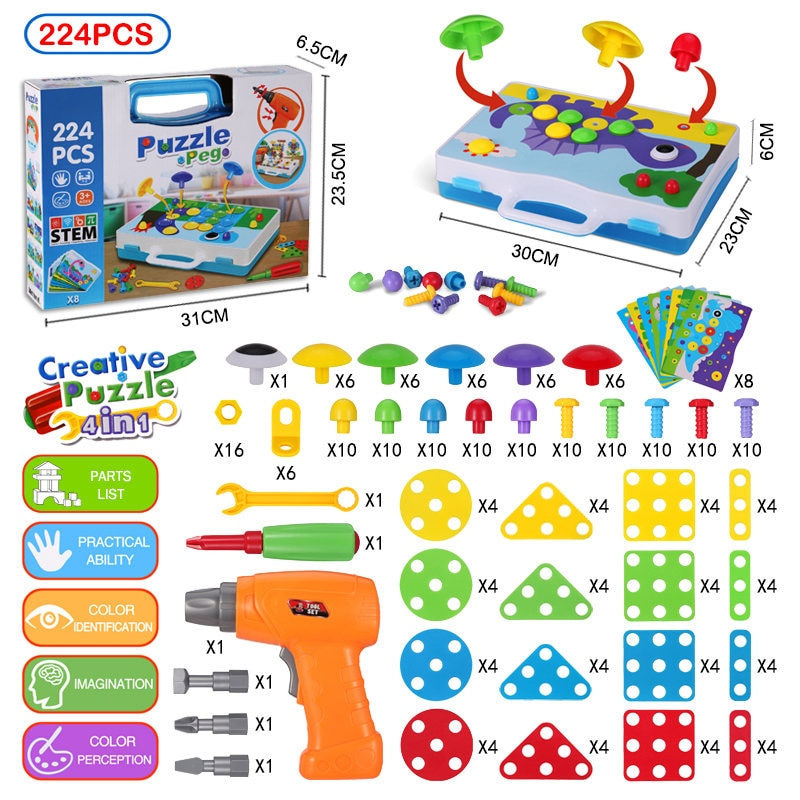 Thumbnail: Drilling Screw 3D Creative Mosaic Puzzle Toys For Children Building Bricks Toys
