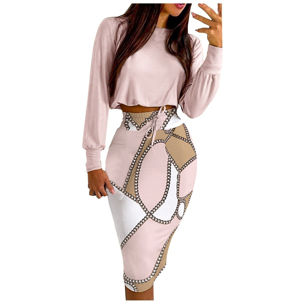 Thumbnail: Female Elegant Outfits Women Fashion Long Sleeve Top & Checker Print Drawstring