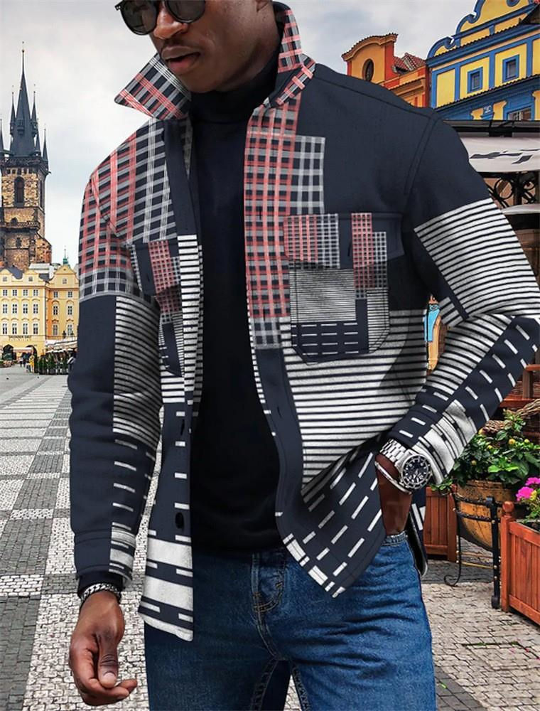 Thumbnail: Fashion Men's Lapel 3D Printed Jacket