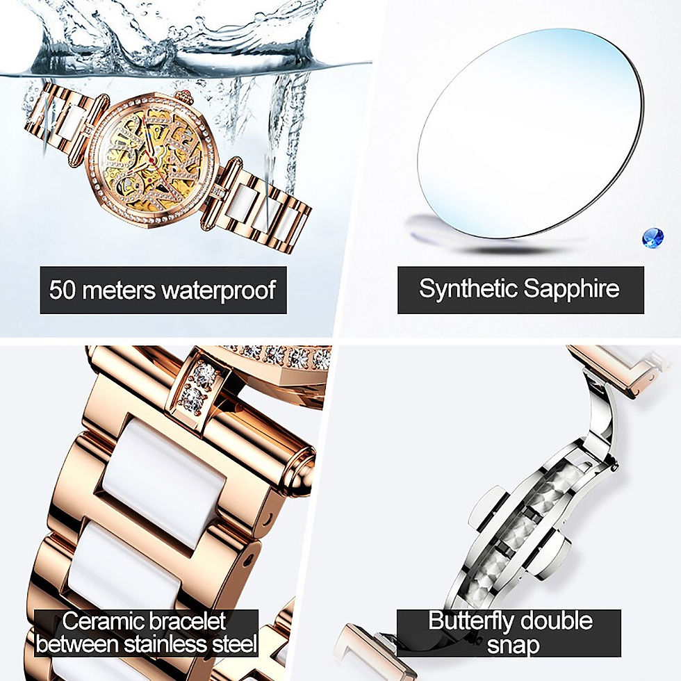 Thumbnail: OUPINKE Genuine Mechanical Watch for Women Chematics Elegant Skeleton