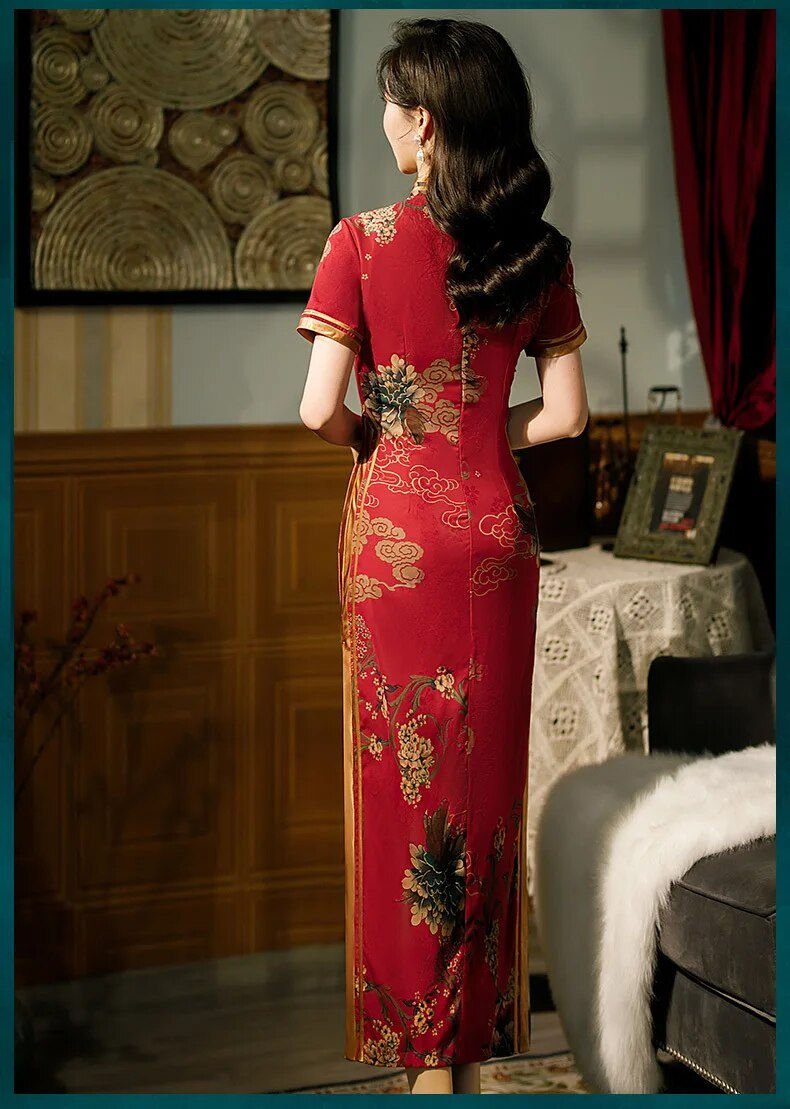 Thumbnail: Evening Party Banquet Wedding Qipao Dresses Chinese Traditional Dress Summer Sl