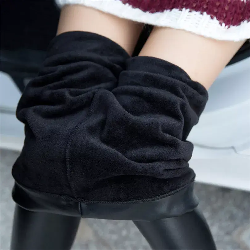 Thumbnail: NEW2023 CUHAKCI Faux Leather Winter Legging High Waist Jegging Velvet Fema