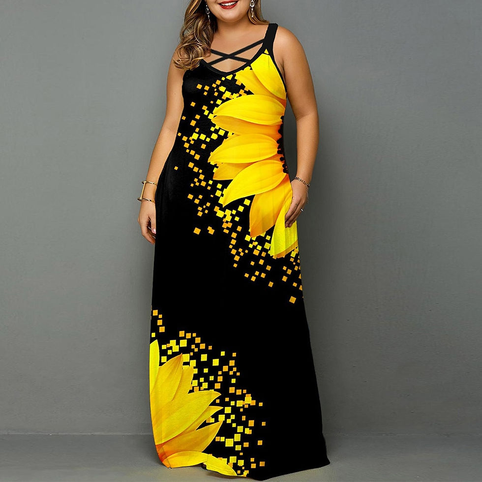 Thumbnail: Women's Fashion Plus Size Casual Curvy Dress Printed Maxi Long Dress Boho Big S