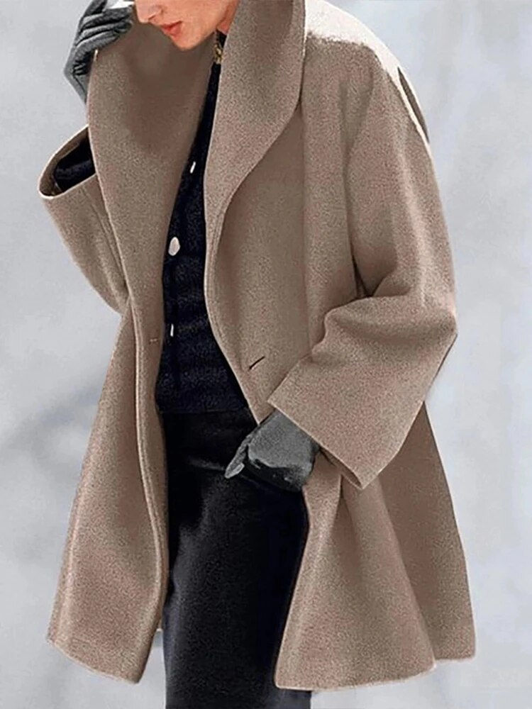 섬네일: Plus Size thick Jacket Women Fashion Autumn Winter Coat Round Neck Long Sleeve