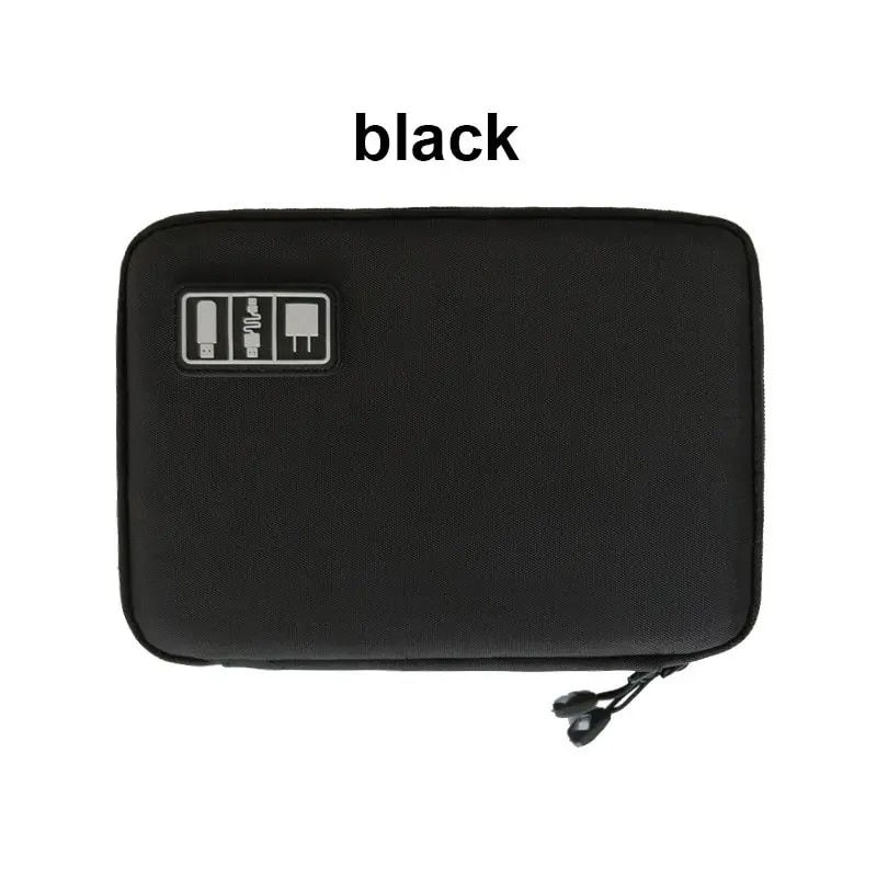 1pc Black Green Storage Bag Electronic Accessory Organizer Portable Usb Data Ca