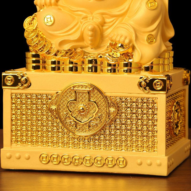 Thumbnail: Laughing Buddha's Decoration To Piggy Bank Fortune Resin sculptureHandmade Stat