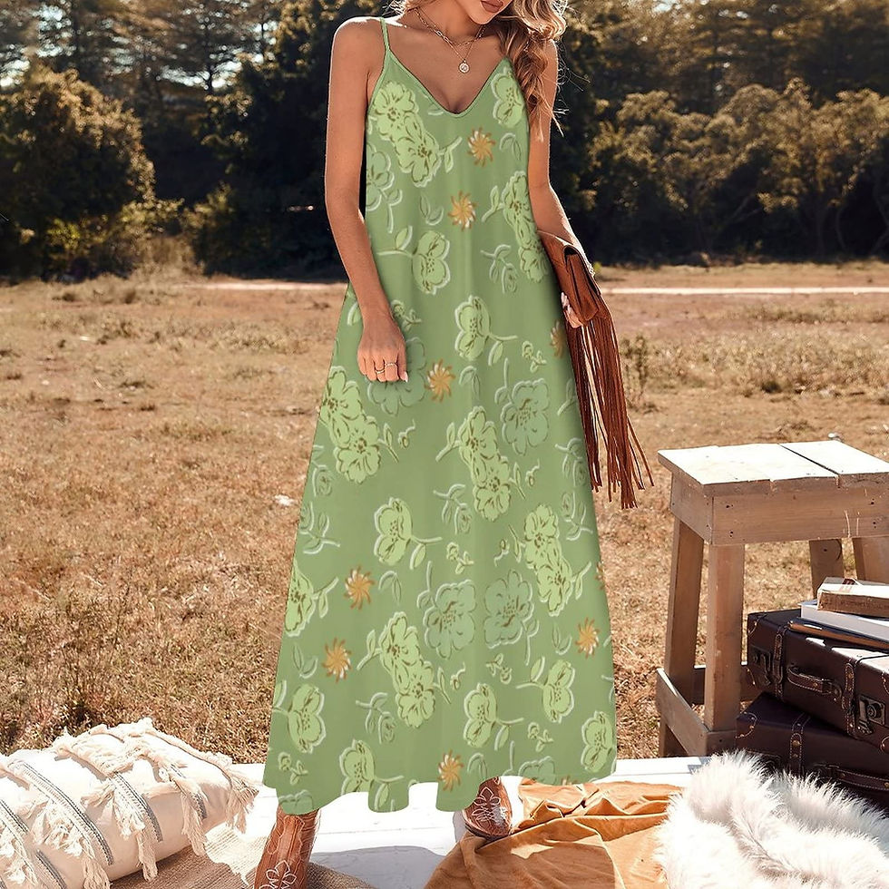 Thumbnail: Women Maxi Dress Cute V Neck Print Boho Sleeveless Backless A-Line Long Dresses