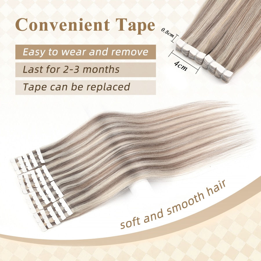 Miniatura: Neitsi Mini Tape In Human Hair Natural Straight Adhesive Hair Extensions 12"-20